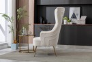 Queen stol -H 127 cm - Beige italiensk fløyel & Gull rustfritt stål ben thumbnail