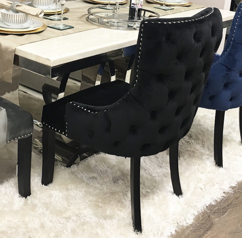 Manhattan spisestol Sort velour Sort ben | Lykkehjem Manhattan spisestol Sort velour Sort ben | Lykkehjem