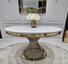 Milano spisebord inkl Lazy Susan - Gull rustfritt stål - Hvit stein - Ø 150 thumbnail