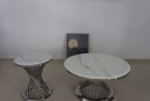 Milano sofabord - hvit stein plate & Sølv rustfritt stål thumbnail