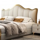 Luxury seng - King size - Synthetisk skinn - Lys beige thumbnail