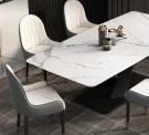 Bergen spisebord - 200 cm - hvit steinplate & Sort understell i rustfritt metall thumbnail