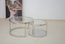 Salvisa sofabord -2 stk Ø 80 og 60 cm - Rustfritt stål m klart herdet glass  thumbnail