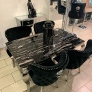 Houston spisebord - 200 cm - Sort stein & Sølv understell thumbnail