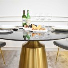 Lincoln spisebord - Ø 130 cm -sort stein & Gull understell i rustfritt stål thumbnail