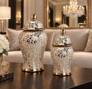 Leopard vase/urne - Gull & hvit - M thumbnail