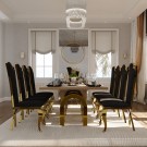 Malin spisestol - SORT ITALIENSK FLØYEL & SØLV RUSTFRITT STÅL BEN thumbnail