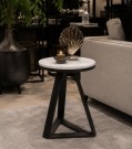 Manhattan sidebord - Sort rustfritt stål understell & Hvit steinplate thumbnail