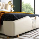 Deluxe seng - King size - Synthetisk skinn - Lys beige  thumbnail