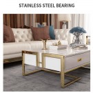 Levin sofabord- Hvit & gull - Rustfritt stål - 150 cm thumbnail