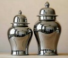 Dekorativ urne/vase i sølv finish H-35 thumbnail