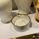 Hvit marmor keramik skål med gullkant- 16 cm thumbnail