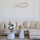 Valencia sofabord inkl sidebord - Beige & gull - Hvit steinplate  thumbnail