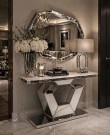 Dubrovnik konsollbord - Sølv rustfritt stål understell & Hvit steinplate thumbnail