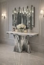 Beverly Hills konsollbord - Hvit stein& Sølv rustfritt stål understell  thumbnail