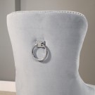 Paris stol - Lys beige italiensk fløyel & Sølv rustfritt stål ben thumbnail