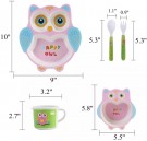 Barneservise- 5 deler - Owl- Rosa thumbnail