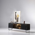 Los Angeles tv bord - L 220 cm - Sort - Treverk & Rusrfritt stål  thumbnail