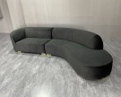 BAX SOFA - Sort velour & Gull ben thumbnail