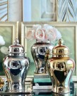 Dekorativ urne/vase i sølv finish H-38 thumbnail