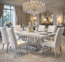 Alaska spisebord -200 cm - Hvit stein / Sølv rustfritt stål understell thumbnail