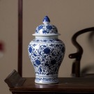 Glamour Urne/Vase - H 36 cm - Hvit og blå thumbnail