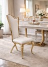Malin spisestol - Lys beige FLØYEL & GULL RUSTFRITT STÅL BEN thumbnail