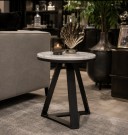 Manhattan sidebord - Sort rustfritt stål understell & Hvit steinplate thumbnail