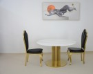 Eminence spisebord - Ø 130 cm - Hvit stein & Gull understell i rustfritt stål thumbnail