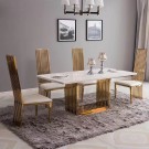 Callison spisebord - L 180 cm -hvit stein  & Gull understell i rustfritt stål thumbnail