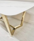 Torino spisebord -180 cm- Hvit stein - Gull rustfritt stål understell thumbnail