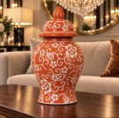 Ember vase/urne - Orange & Hvit - M thumbnail