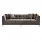 New York sofa - 3 sett - 231 cm -Grå italiensk fløyel & Gull rustfritt stål ben - Med arm thumbnail