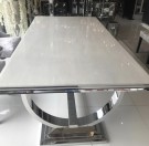 Ellington spisebord- L 200 cm- Hvit marmor plate & sølv understell thumbnail