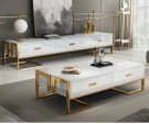 Levin tv bord- Hvit & gull - Rustfritt stål - 200 cm thumbnail