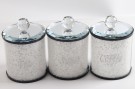 Crystalline oppevaringskrukke sett til te, sukker og kaffe med krystaller-Sølv m sort kant - 3 stk- Ø10, H14 cm thumbnail