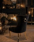 Paris stol - Sort italiensk fløyel & Gull rustfritt stål ben thumbnail