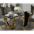 Malin spisestol - SORT ITALIENSK FLØYEL & SØLV RUSTFRITT STÅL BEN thumbnail