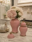 Glamour Urne/Vase- Rosa & gull -H 37 cm thumbnail