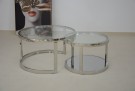 Salvisa sofabord -2 stk Ø 80 og 60 cm - Rustfritt stål m klart herdet glass  thumbnail