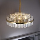 Houston lysekroner Ø80 - 3 rader - Gull rustfritt stål & Ekte k9 krystal thumbnail