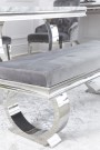 Ellington benk - 160 cm -Silver italiensk - Grå fløyel & Sølv rustfritt ben thumbnail