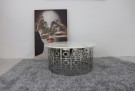 Midtown sofabord - Ø 100 cm -hvit stein plate & Sølv rustfritt stål understell thumbnail