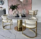 New York stol - Lys beige boucle & Gull rustfritt stål thumbnail