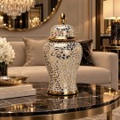 Leopard vase/urne - Gull & hvit - L  thumbnail