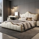 Luxury seng - 180 cm - Spesial bestilling - Synthetisk skinn - Lys beige thumbnail