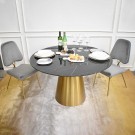 Lincoln spisebord - Ø 130 cm -sort stein & Gull understell i rustfritt stål thumbnail