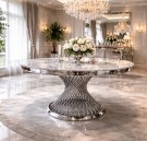 Milano spisebord - Sølv rustfritt stål - Hvit stein - Ø 150 thumbnail