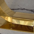 Las Vegas spisebord - 160 cm - Hvit stein plate & Gull understell i rustfritt stål thumbnail