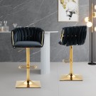 Las Vegas barstol - Svingbar- Sort italiensk fløyel & Gull rustfritt stål ben thumbnail